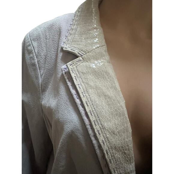 Bradley Bayou lavender 100% Leather Suede jacketCrocodile Embossed Collar. SZ-XL - Picture 4 of 10